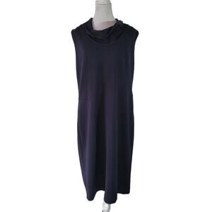 Adrienne‎ Vittadini Size 14 Navy Sheath Pencil Career Cowl Neck Sleeveless Dress